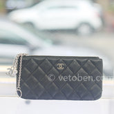 CHANEL 퀼팅 지퍼 파우치 블랙